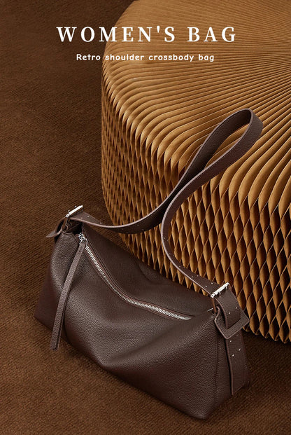 Slim Genuine Leather Baguette Shoulder Bag - image 8