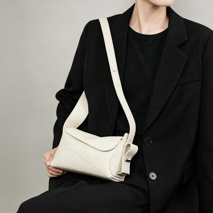 Slim Genuine Leather Crescent Shoulder Bag - image 3