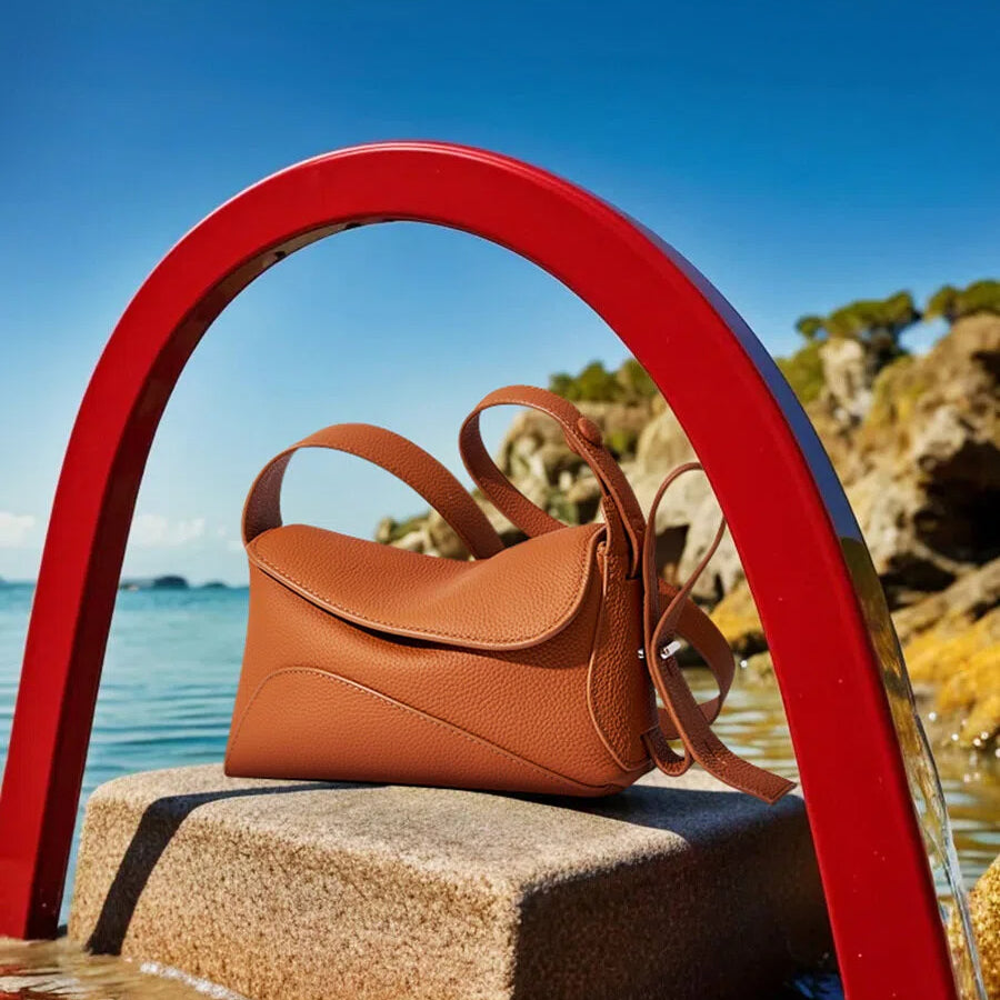 Slim Genuine Leather Crescent Shoulder Bag - image 4