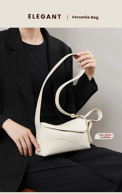 Slim Genuine Leather Crescent Shoulder Bag - image 7