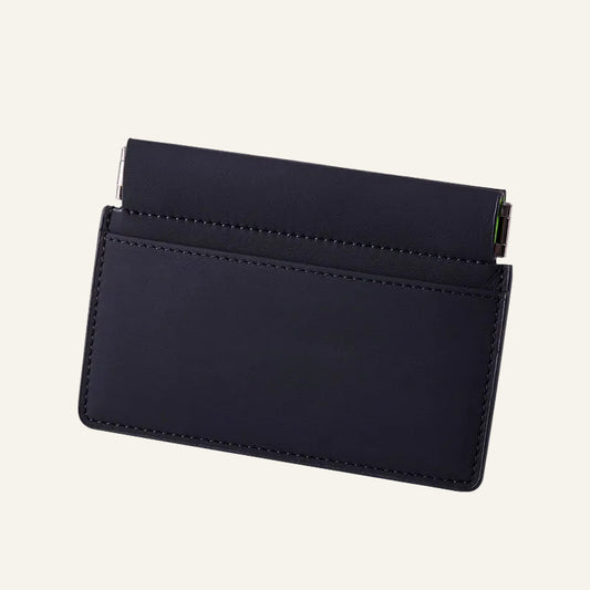 Black genuine leather slim pop-up card holder wallet - image 1