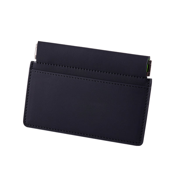 Black genuine leather slim pop-up card holder wallet - image 1