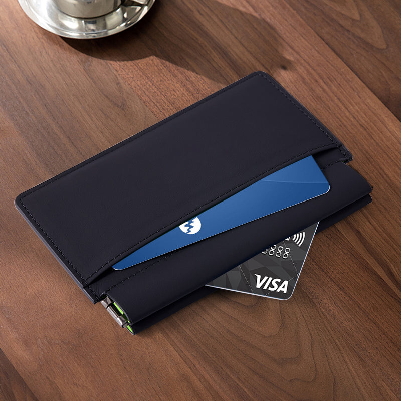 Black genuine leather slim pop-up card holder wallet - image 7