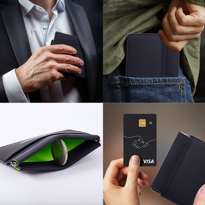 Black genuine leather slim pop-up card holder wallet - image 8