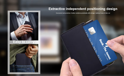 Black genuine leather slim pop-up card holder wallet - image 10