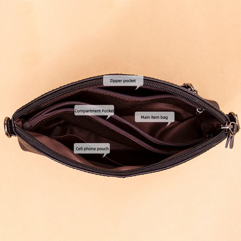 Slim Multi-Pocket Genuine Leather Crossbody Bag - image 1