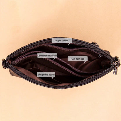 Slim Multi-Pocket Genuine Leather Crossbody Bag - image 1