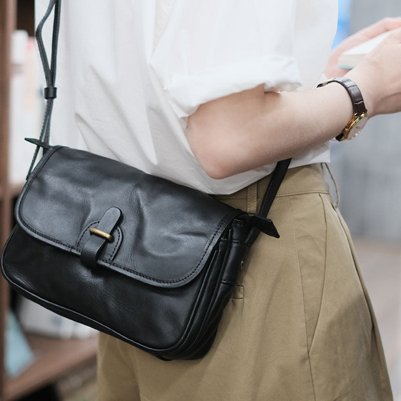 Small Genuine Leather Flap Crossbody Bag - image 5