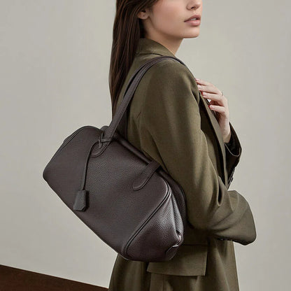 Soft Genuine Leather Bowler Shoulder Bag - image 1