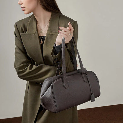 Soft Genuine Leather Bowler Shoulder Bag - image 2