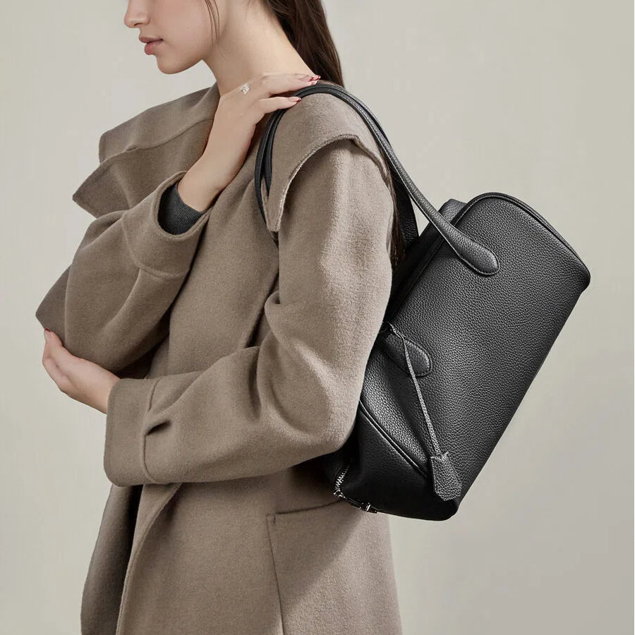 Soft Genuine Leather Bowler Shoulder Bag - image 4