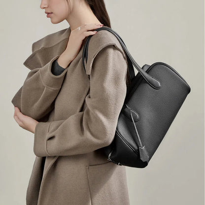 Soft Genuine Leather Bowler Shoulder Bag - image 4