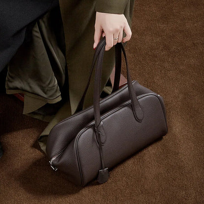 Soft Genuine Leather Bowler Shoulder Bag - image 5
