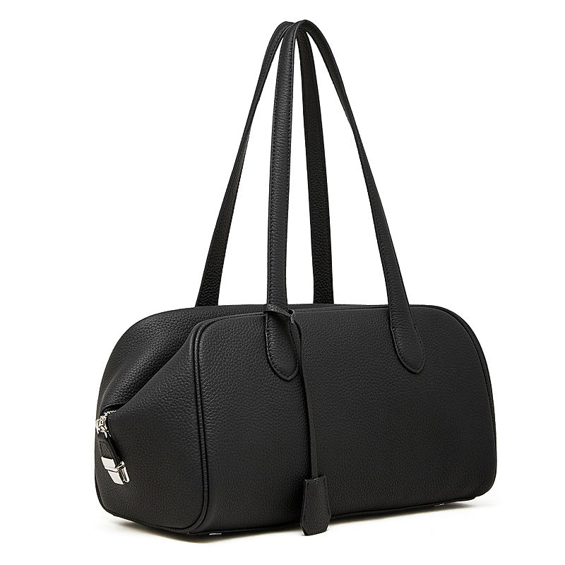 Soft Genuine Leather Bowler Shoulder Bag - image 6