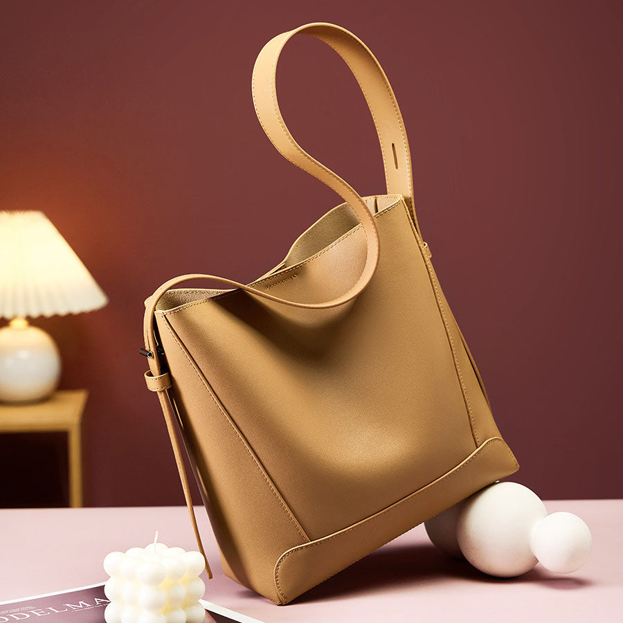 Soft Genuine Leather Bucket Handbag - image 1