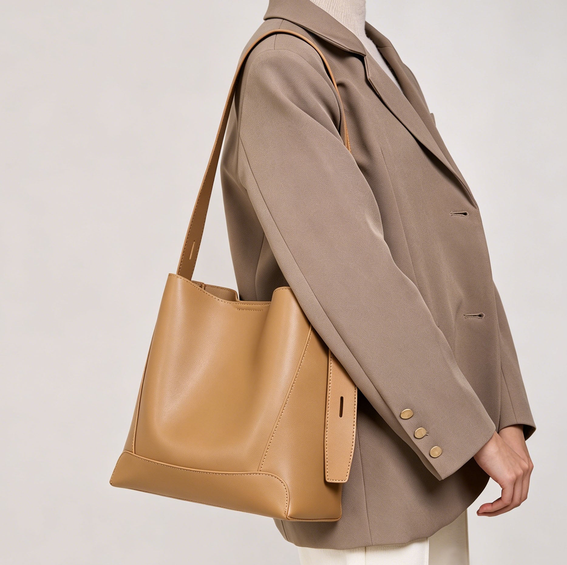 Soft Genuine Leather Bucket Handbag - image 4