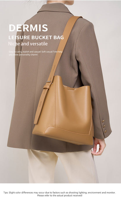 Soft Genuine Leather Bucket Handbag - image 8