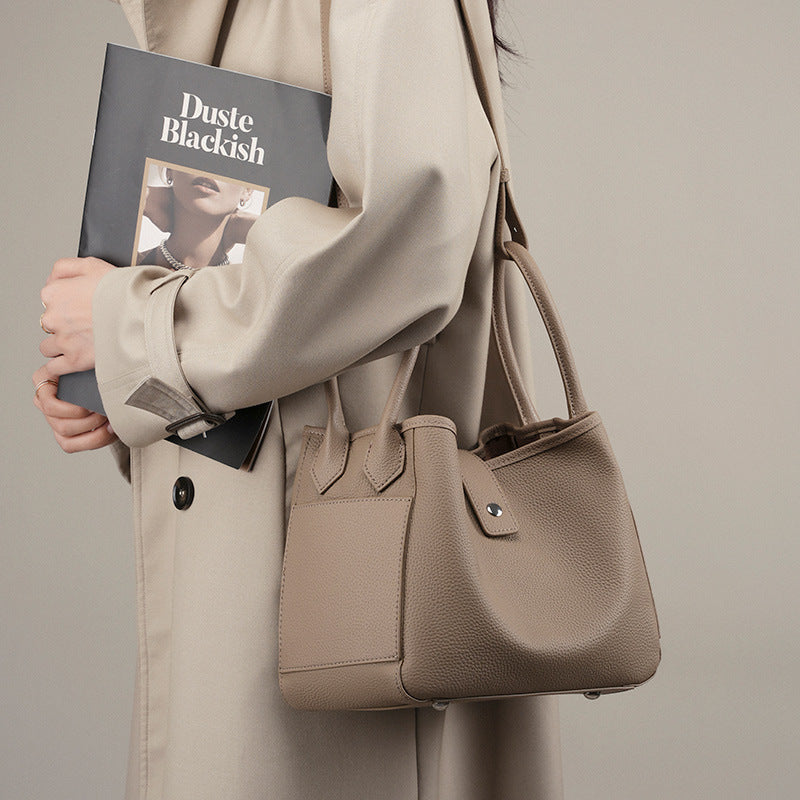 Soft Genuine Leather Bucket Shoulder Bag - image 2