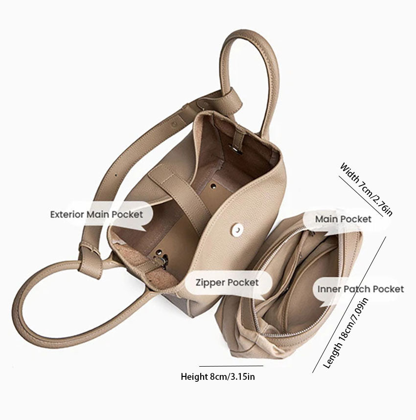 Soft Genuine Leather Bucket Shoulder Bag - image 3