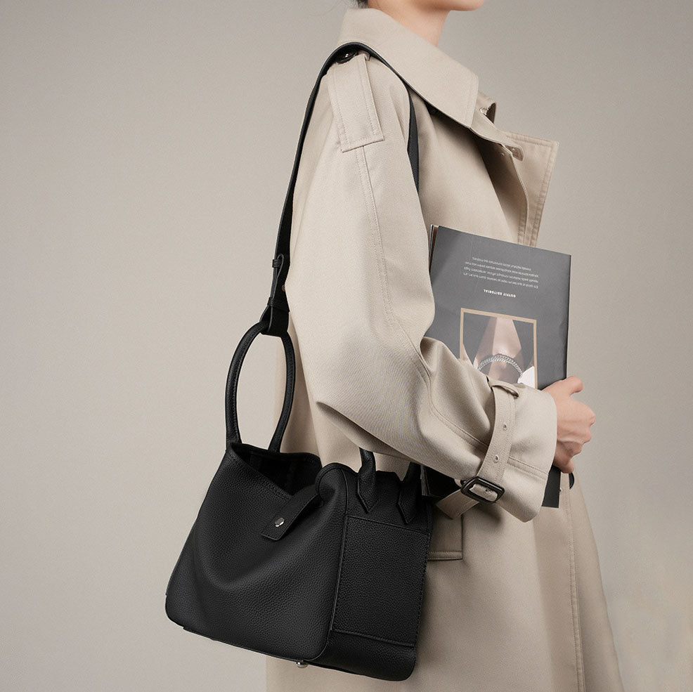 Soft Genuine Leather Bucket Shoulder Bag - image 4