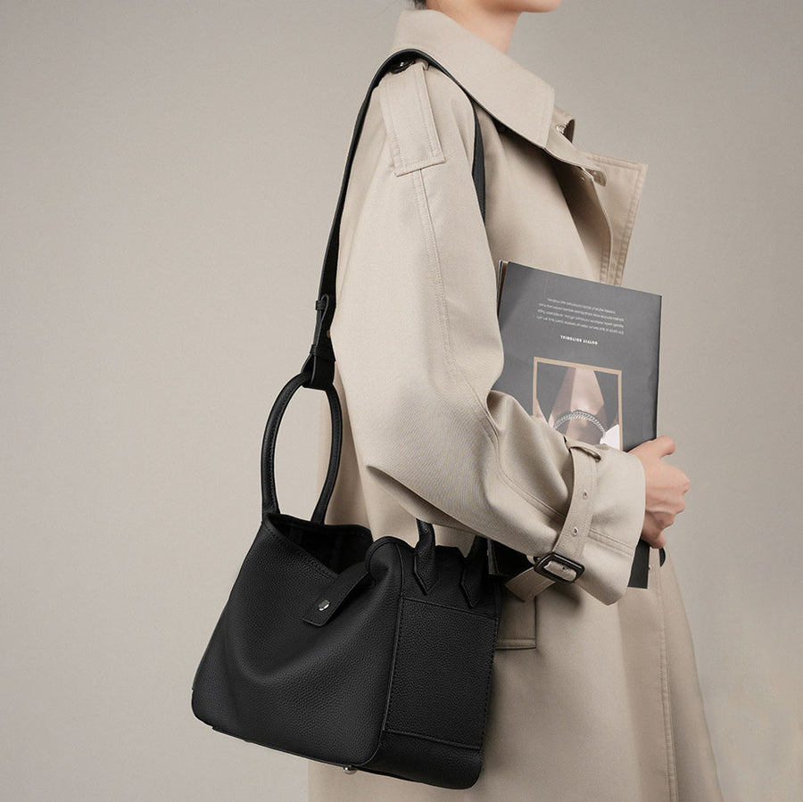 Soft Genuine Leather Bucket Shoulder Bag - image 4