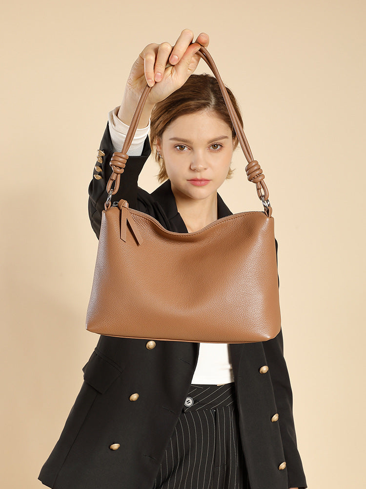 Soft Genuine Leather Crescent Shoulder Bag - image 3