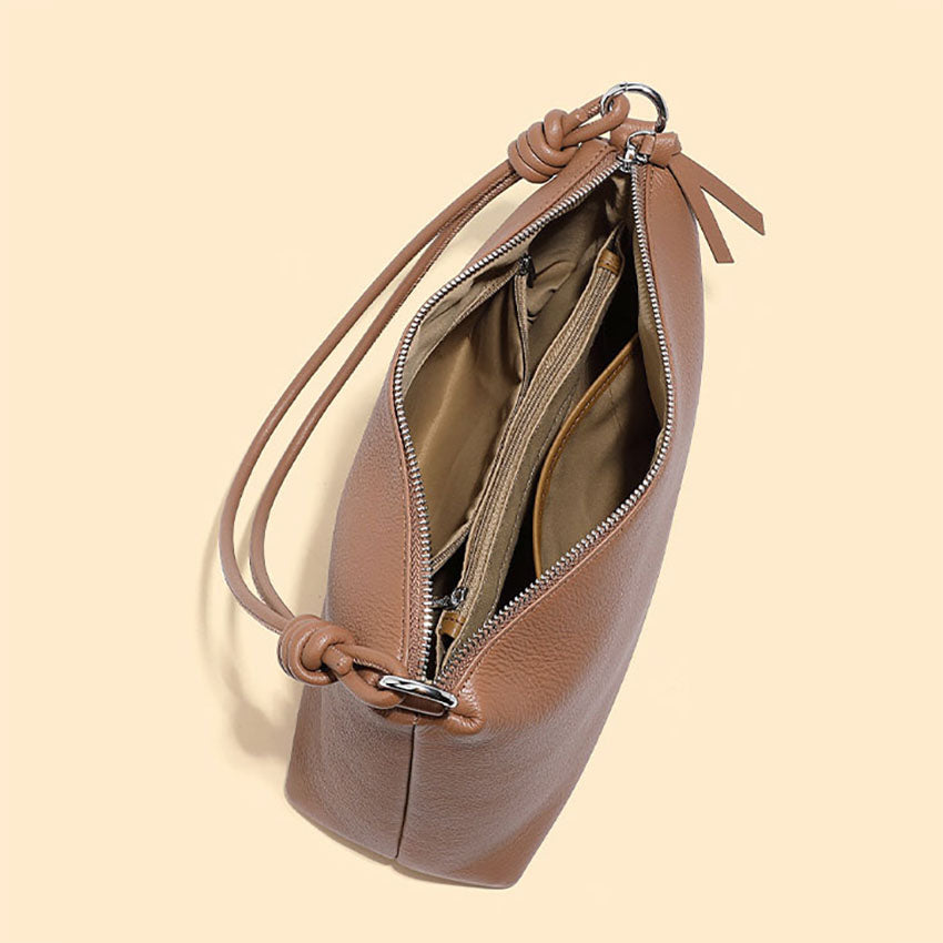 Soft Genuine Leather Crescent Shoulder Bag - image 4