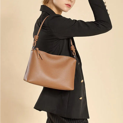 Soft Genuine Leather Crescent Shoulder Bag - image 5