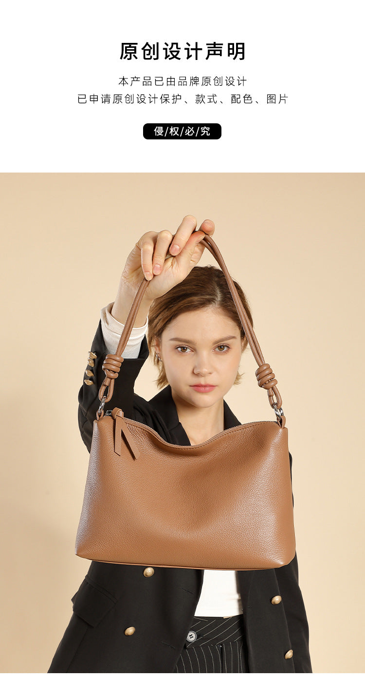 Soft Genuine Leather Crescent Shoulder Bag - image 7