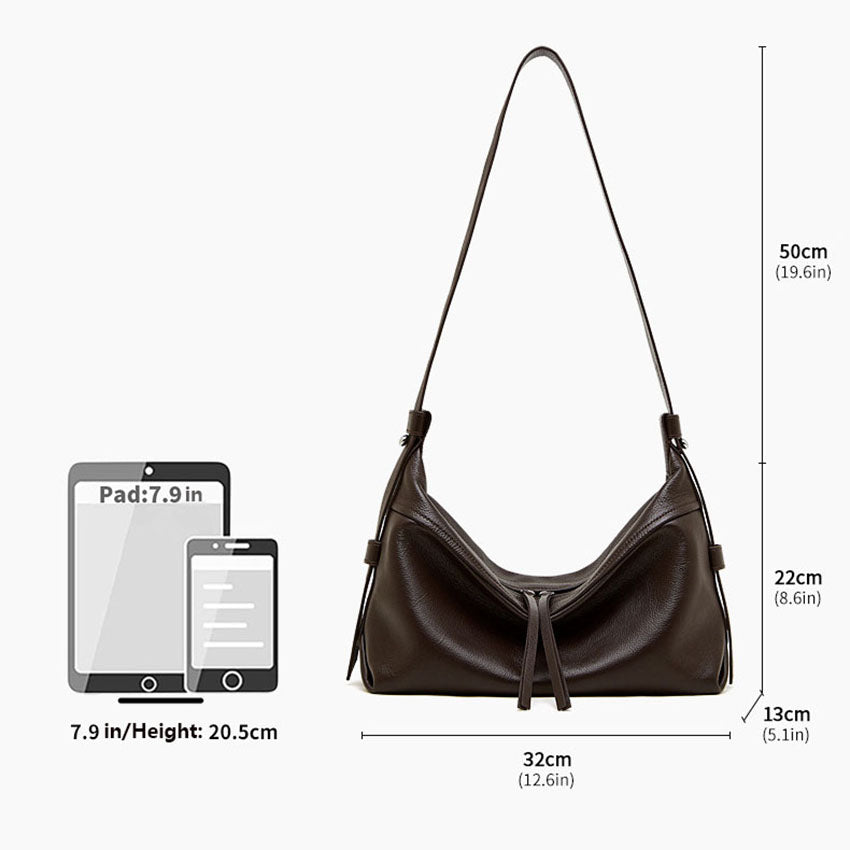 Soft Genuine Leather Drawstring Bucket Shoulder Bag - image 2