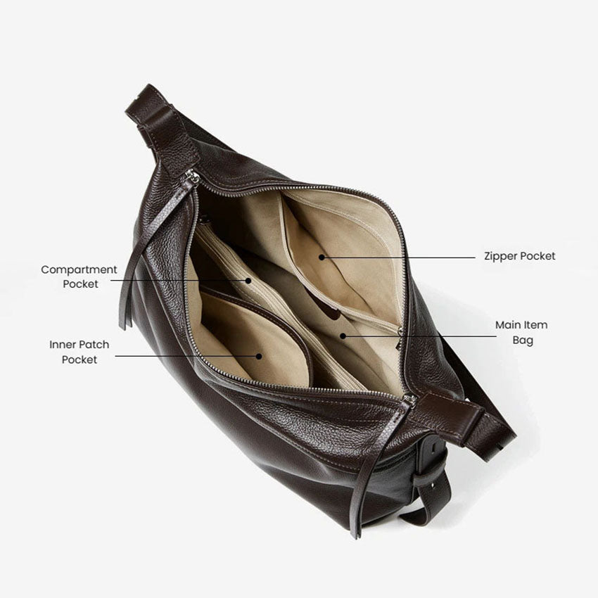 Soft Genuine Leather Drawstring Bucket Shoulder Bag - image 3