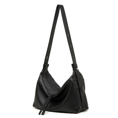 Soft Genuine Leather Drawstring Bucket Shoulder Bag - image 7