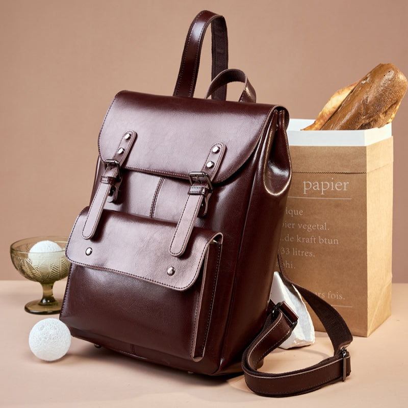 Square Genuine Leather Backpack - image 5