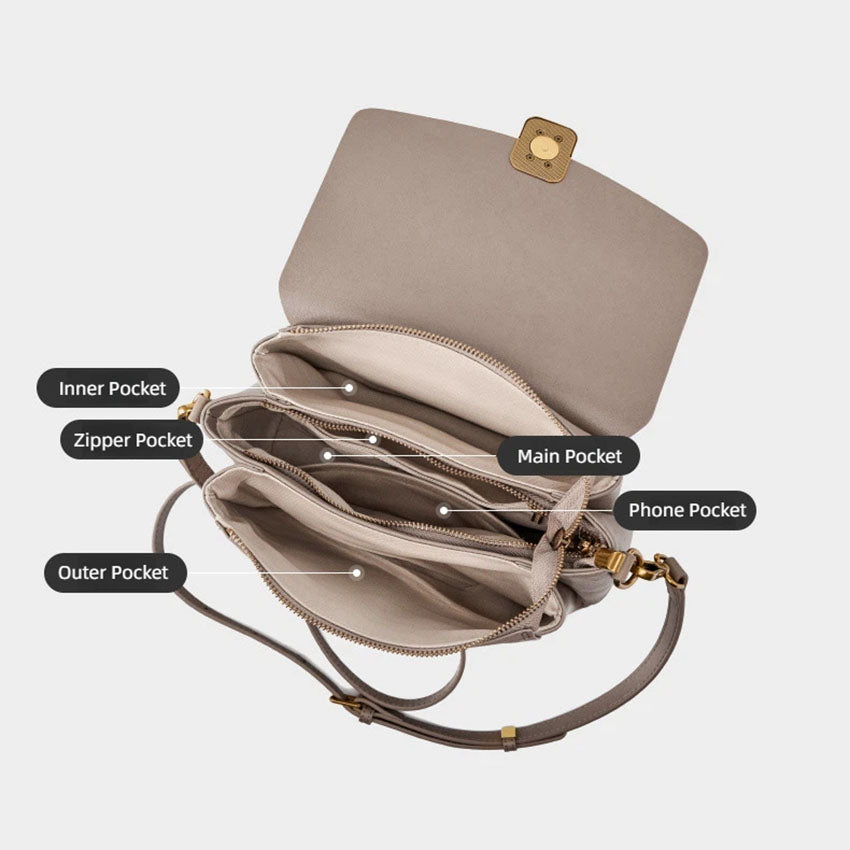 Square Genuine Leather Shoulder Handbag - image 4