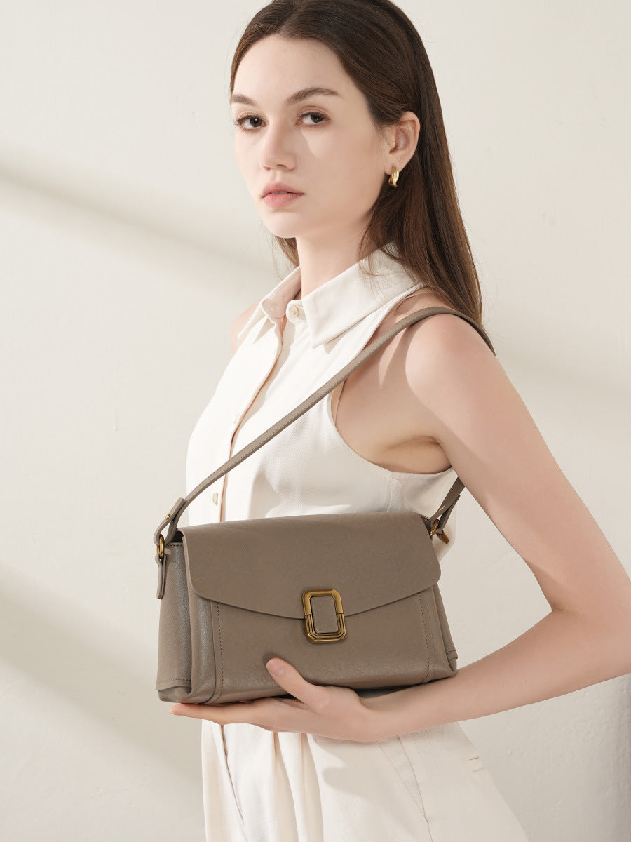Square Genuine Leather Shoulder Handbag - image 5