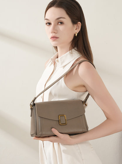 Square Genuine Leather Shoulder Handbag - image 5