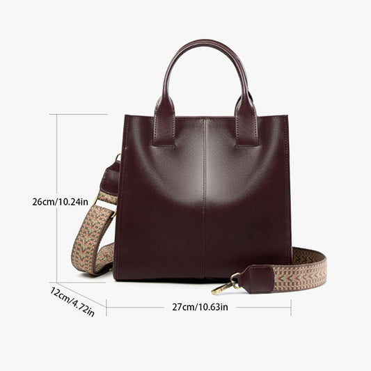 Structured Genuine Leather Shoulder Tote Bag - image 2