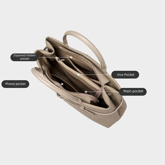 Structured Genuine Leather Top Handle Bag - image 1