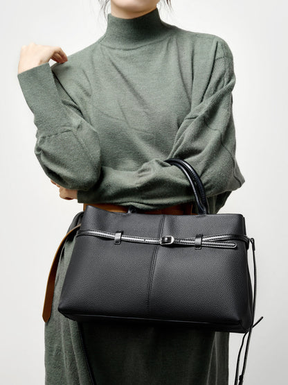 Structured Genuine Leather Top Handle Bag - image 5