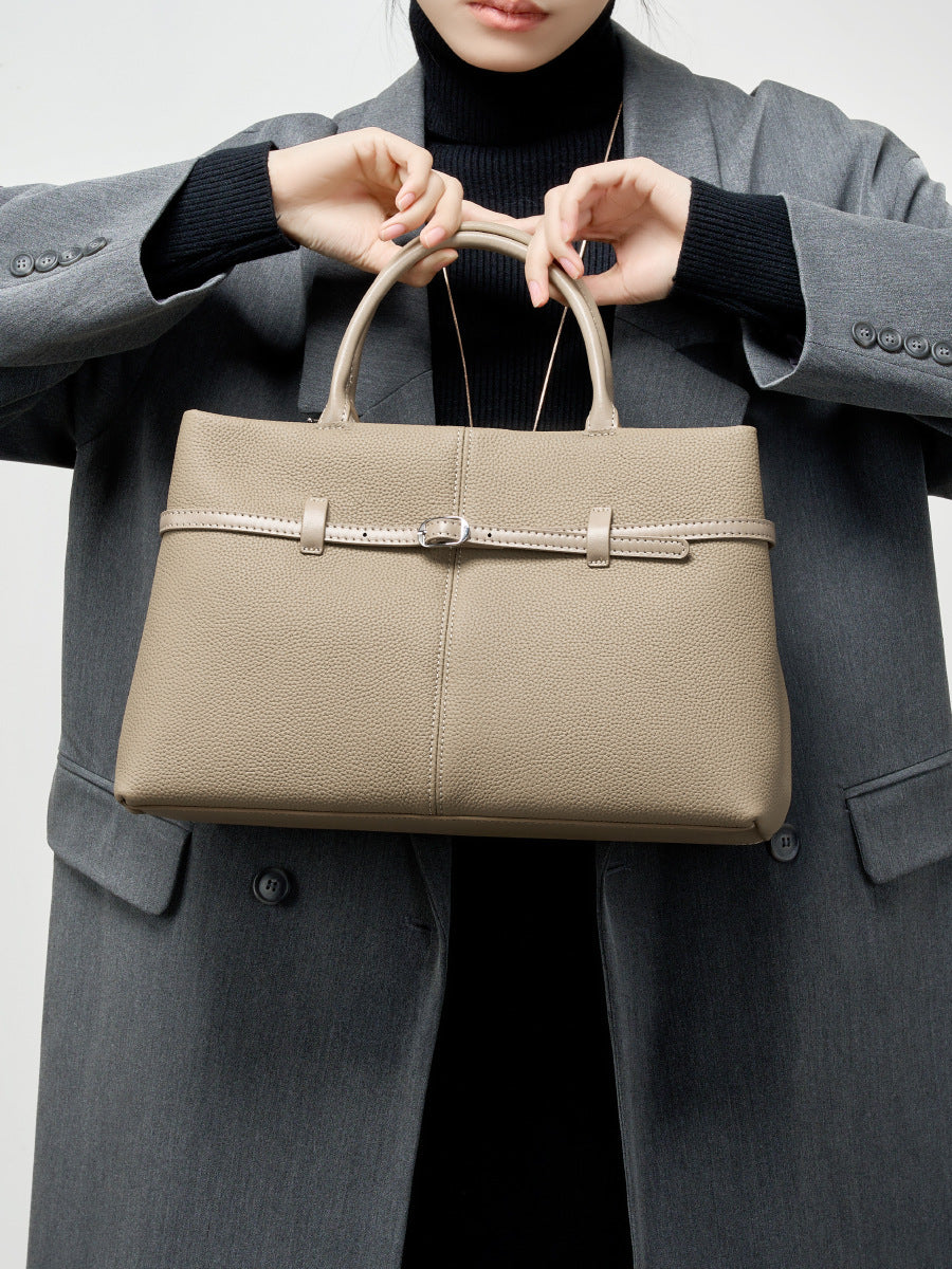 Structured Genuine Leather Top Handle Bag - image 6