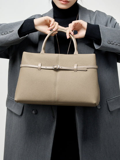 Structured Genuine Leather Top Handle Bag - image 6