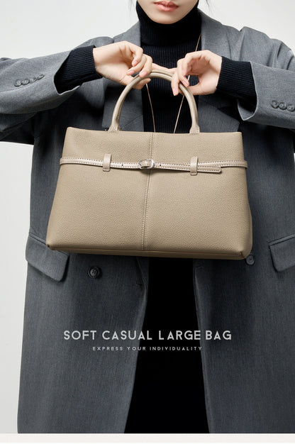 Structured Genuine Leather Top Handle Bag - image 8