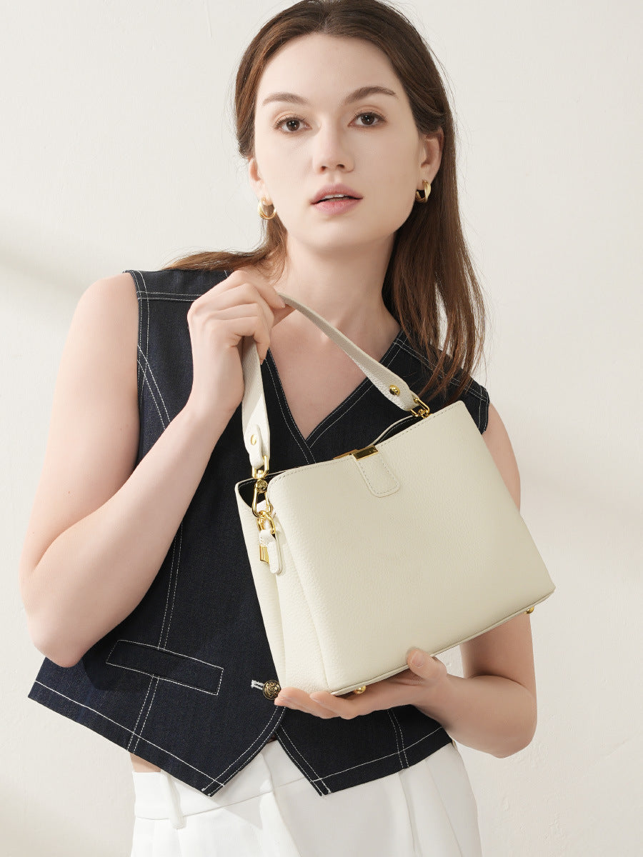 Structured Genuine Leather Top Handle Handbag - image 5