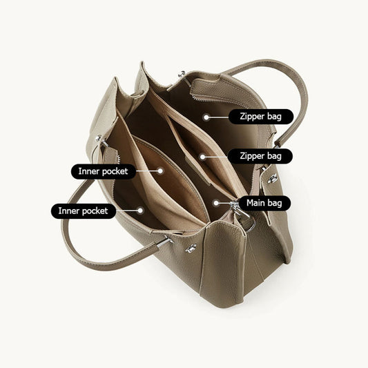 Structured Genuine Leather Top Handle Tote Bag - image 1