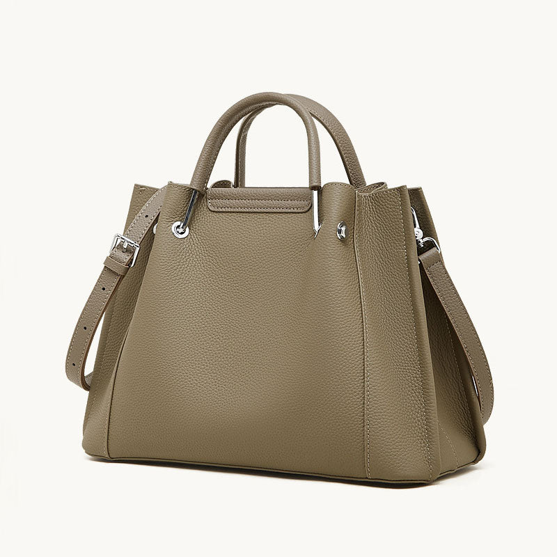 Structured Genuine Leather Top Handle Tote Bag - image 2