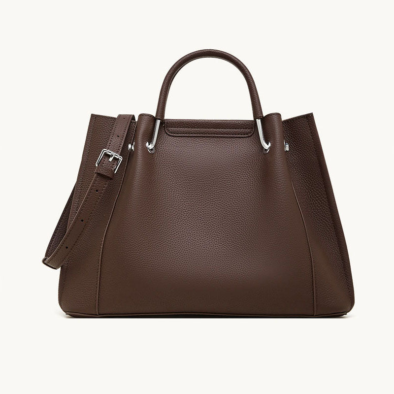 Structured Genuine Leather Top Handle Tote Bag - image 4