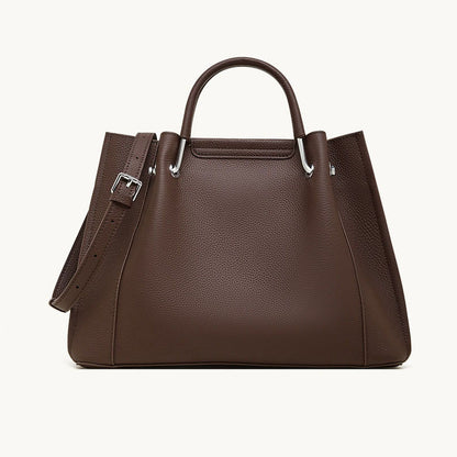 Structured Genuine Leather Top Handle Tote Bag - image 4