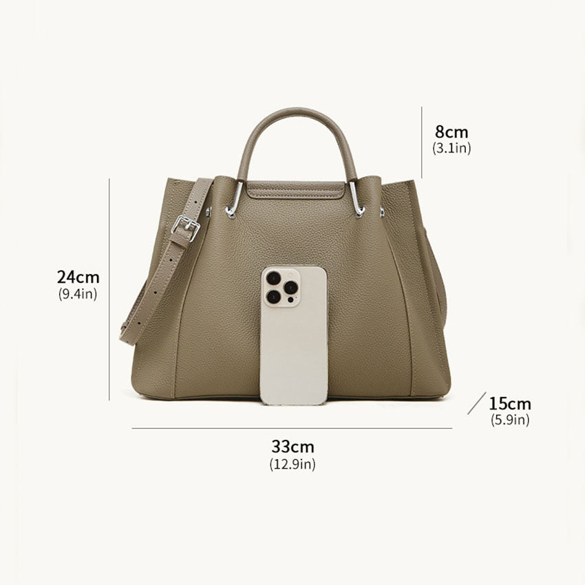 Structured Genuine Leather Top Handle Tote Bag - image 5
