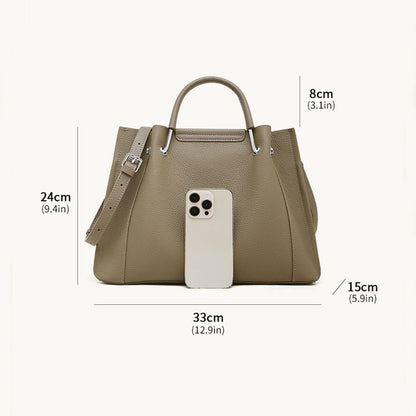 Structured Genuine Leather Top Handle Tote Bag - image 5