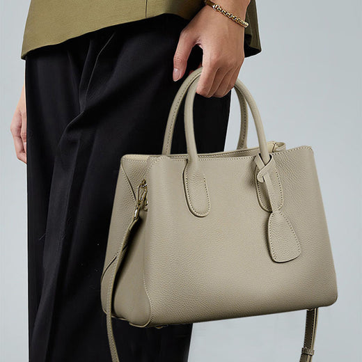 Structured Genuine Leather Tote Bag - image 2